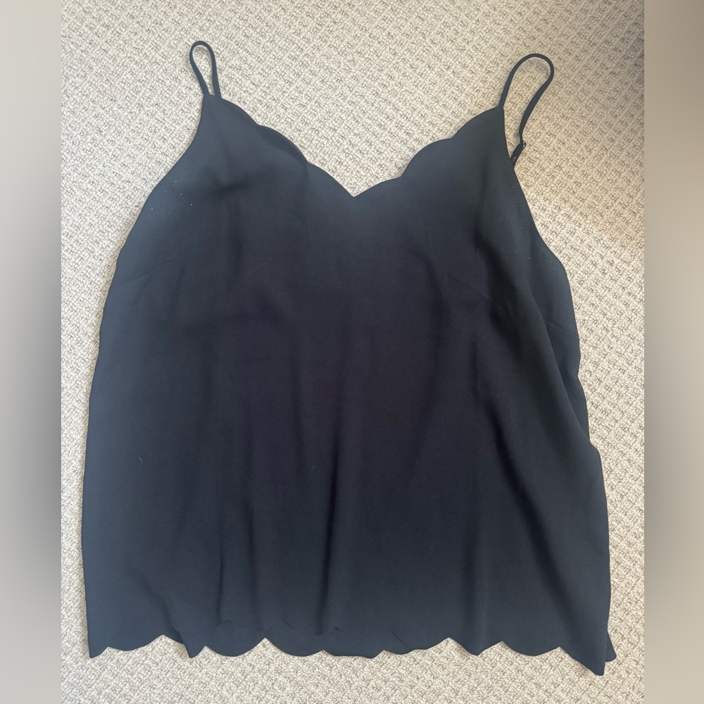 Elegant Black Scalloped Women's Top